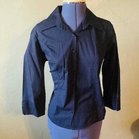 rave | Tops | Rave Stretch Black Button Up Blouse | Poshmark